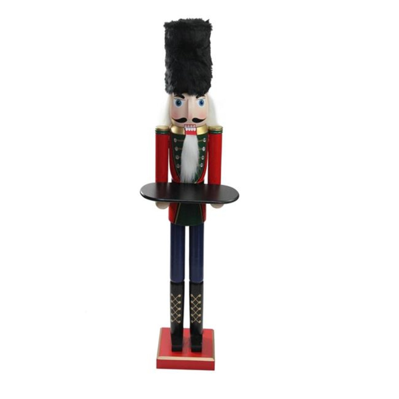 Northlight 32633970 48.25 in. Decorative Red Solider Wooden Christmas Nutcracker Butler with Tray